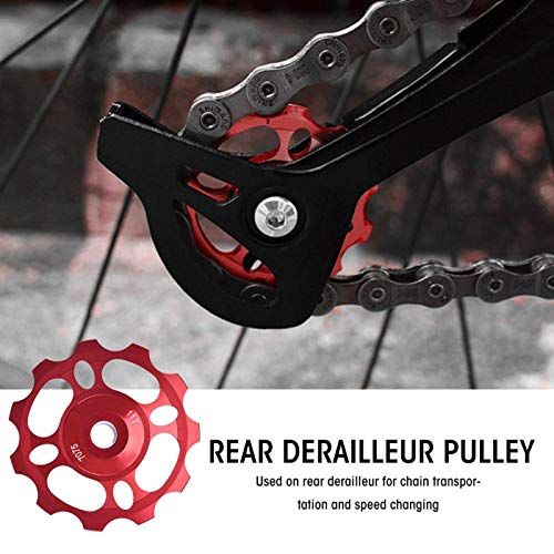 Polea de rueda jockey, 11 dientes rueda jockey polea de cambio trasero accesorios de desviador de bicicleta para bicicleta de montaña Piezas de repuesto para bicicleta de carretera Bicicleta(rojo)