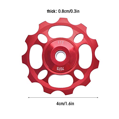 Polea de rueda jockey, 11 dientes rueda jockey polea de cambio trasero accesorios de desviador de bicicleta para bicicleta de montaña Piezas de repuesto para bicicleta de carretera Bicicleta(rojo)