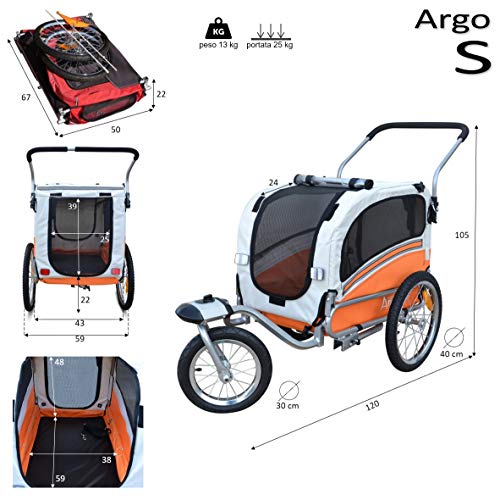 Polironeshop Argo - Remolque y carrito para bicicleta para el transporte de perros