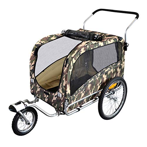 Polironeshop Argo - Remolque y carrito para bicicleta para el transporte de perros, camuflaje, Large