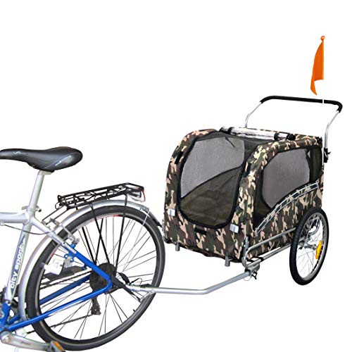 Polironeshop Argo - Remolque y carrito para bicicleta para el transporte de perros, camuflaje, Large