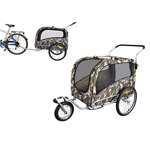 Polironeshop Argo - Remolque y carrito para bicicleta para el transporte de perros, camuflaje, Large