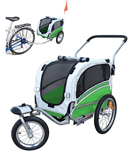 Polironeshop Argo - Remolque y carrito para bicicleta para el transporte de perros, VERDE, Small