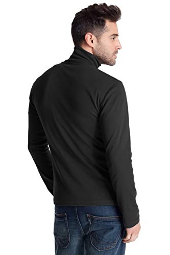 Polo negro de algodón pesado de 300 g/m², para invierno, con cuello vuelto, para hombre Negro negro X-Large