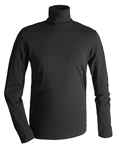 Polo negro de algodón pesado de 300 g/m², para invierno, con cuello vuelto, para hombre Negro negro X-Large