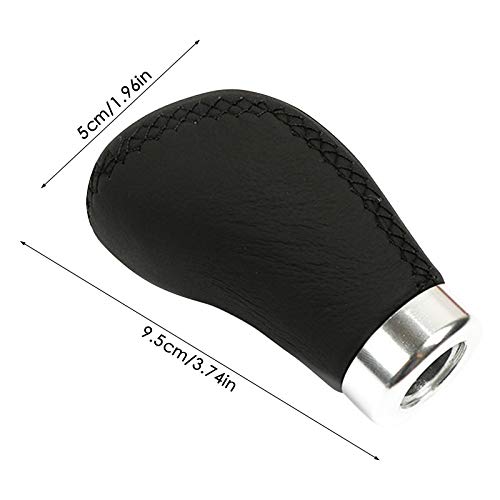 Pomo de palanca de cambios universal para coche, palanca de cambios manual, aleación de aluminio de cuero para coche, adaptador de palanca de cambios con 3 adaptadores de 8 mm, 10 mm, 12 mm (Negro)