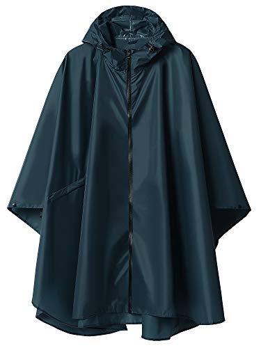 Poncho Impermeable Reutilizable Adulto Unisex Chubasquero Capa de Lluvia Nieve Azul Mar