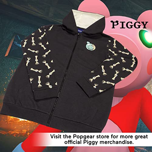 Popgear Piggy Zombie Boys Zipped Hoodie Charcoal Sudaderas de Moda, Gris Oscuro, 9-10 Years para Niños
