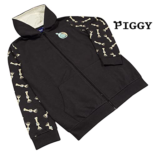 Popgear Piggy Zombie Boys Zipped Hoodie Charcoal Sudaderas de Moda, Gris Oscuro, 9-10 Years para Niños