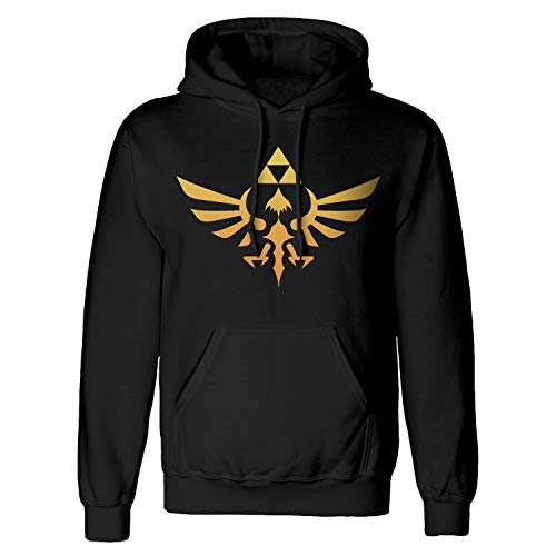 Popgear Zelda Logotipo de Hyrule Negro 3XL | S-XXXXXL, Interruptor de Regalos Gamer, Adulto con Capucha para niños, Idea del Regalo de cumpleaños Juego