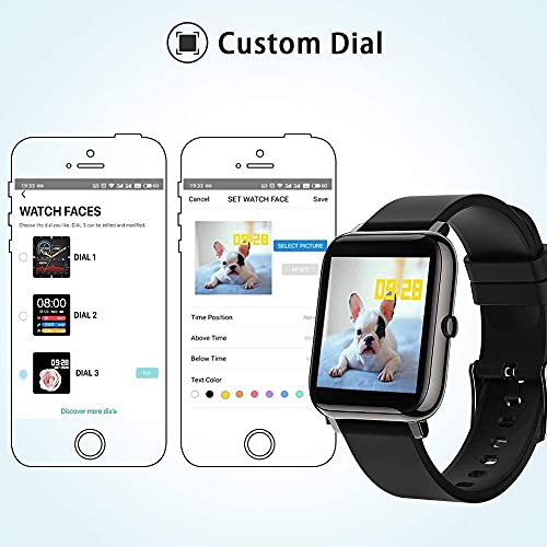 Popglory Smart Watch, Reloj Inteligente con Oxígeno Sanguíneo Presión Arterial Frecuencia Cardíaca, Pulsera Actividad Impermeable IP67 para Hombre Mujer para Android iOS