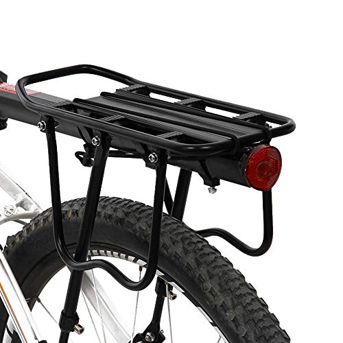 PopHMN Portaequipajes para Bicicleta, Parrilla Trasera Ajustable para Bicicleta, Asiento Trasero de aleación de Aluminio con Reflector, Capacidad de 50 kg para la mayoría de Las Bicicletas