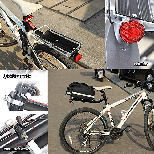 Portabicicletas trasero para bicicleta, Portaequipajes ajustable para equipaje de bicicleta con guardabarros y reflector, portaequipajes de liberación rápida para poste de asiento (Estante del bolso)