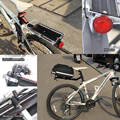 Portabicicletas trasero para bicicleta, Portaequipajes ajustable para equipaje de bicicleta con guardabarros y reflector, portaequipajes de liberación rápida para poste de asiento (Estante del bolso)