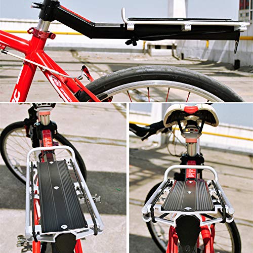 Portabicicletas trasero para bicicleta, Portaequipajes ajustable para equipaje de bicicleta con guardabarros y reflector, portaequipajes de liberación rápida para poste de asiento (Estante del bolso)