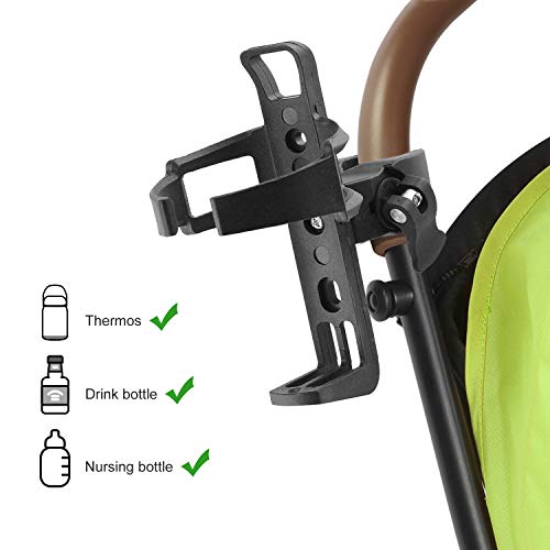 Portabidon Bicicleta,Rotación de 360 Grados Soporte para Botella, Universal Portavasos para Moto Bicicleta MTB Cochecito Carrito Bebe (Negro)