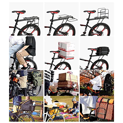 Portaequipajes Trasero de Bicicleta, Portaequipajes para Bicicletas, Soporte Trasero para Bicicletas Ajustable, Bicycle Touring Carrier Portaequipajes con Alas Extendidas, Carga 198lib