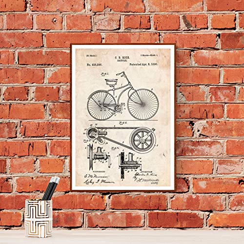 Poster de patente de bicicleta. Lámina para enmarcar. Patentes, planos de inventos famosos. Decoracion de hogar. Tamaño (A3)