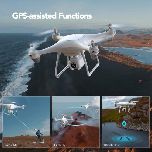 Potensic GPS Drone Profesional con EIS Cámara 2.7K, 5.8Ghz WiFi FPV Transmisión Video Drones para Adultos, 40 Mins de Largo, Tiempo de Vuelo (2 Baterias + Maletín de Transporte)