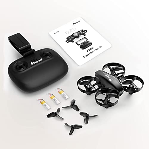 Potensic Mini Drone con Cámara, RC Quadcopter 2.4G 6 Ejes - Diseño Trayectoria de Vuelo, Altitude Hold, Modo sin Cabeza, Control Remoto, WiFi FPV en Tiempo Real, 3 Baterías (18 Min), A20W
