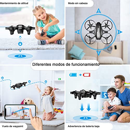 Potensic Mini Drone con Cámara, RC Quadcopter 2.4G 6 Ejes - Diseño Trayectoria de Vuelo, Altitude Hold, Modo sin Cabeza, Control Remoto, WiFi FPV en Tiempo Real, 3 Baterías (18 Min), A20W