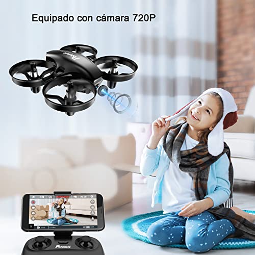 Potensic Mini Drone con Cámara, RC Quadcopter 2.4G 6 Ejes - Diseño Trayectoria de Vuelo, Altitude Hold, Modo sin Cabeza, Control Remoto, WiFi FPV en Tiempo Real, 3 Baterías (18 Min), A20W