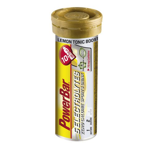 POWERBAR 5 Electrolytes Lemon Tonic Boost + cafeína 42 g Pastillas Ducha