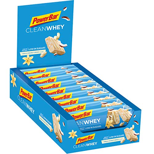 PowerBar Clean Whey Vanilla Coconut Crunch 18x45g - Barras de Proteína con Bajo Contenido de Azúcar