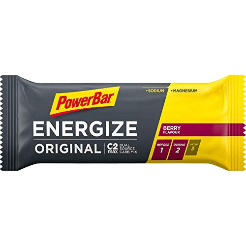 PowerBar Energize Original Berry 25x55g - Barra de alta Energía de Carbono + C2MAX Magnesio y Sodio