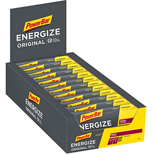 PowerBar Energize Original Berry 25x55g - Barra de alta Energía de Carbono + C2MAX Magnesio y Sodio