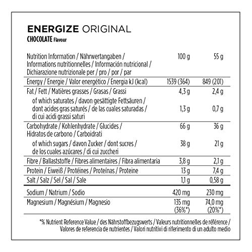 PowerBar Energize Original Chocolate 25x55g - Barra de alta Energía de Carbono + C2MAX Magnesio y Sodio