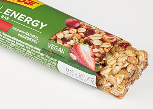PowerBar Natural Energy Cereal Strawberry & Cranberry 24x40g - Barras de Energía de Carbohidratos Veganos + Magnesio