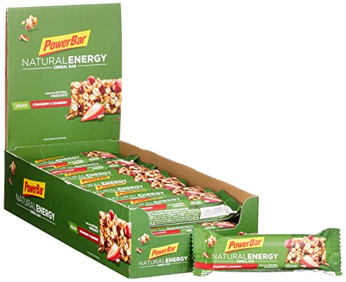 PowerBar Natural Energy Cereal Strawberry & Cranberry 24x40g - Barras de Energía de Carbohidratos Veganos + Magnesio