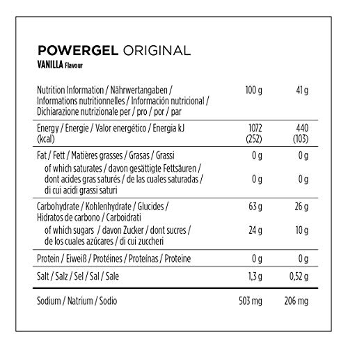 PowerBar PowerGel Original Vanilla 24x41g - High Carb Energy Gel + C2MAX Magnesio e Sodio