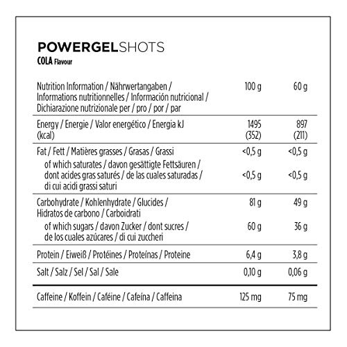 PowerBar Powergel Shots Cola 24 x 60G - Neumáticos de Alta Energía + C2Max + 75Mg Cafeína 1440 g