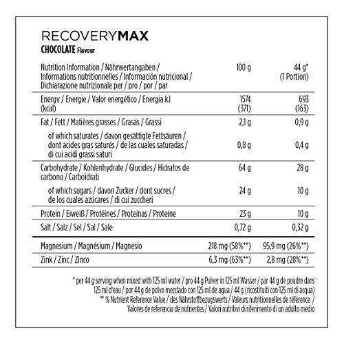 PowerBar Recovery Max Chocolate 1144g - Bebida de Suero de Leche de Regeneración con Carbohidratos + Magnesio y Zinc