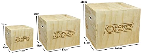 POWERGUIDANCE Caja pliométrica de Madera 3 en 1 - Ideal para Entrenamiento Cruzado - 40/35/30CM, Plyo Caja de Madera, Plyo Box