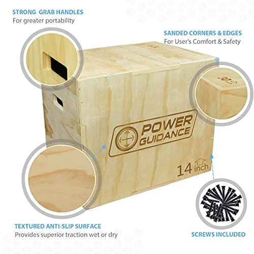 POWERGUIDANCE Caja pliométrica de Madera 3 en 1 - Ideal para Entrenamiento Cruzado - 40/35/30CM, Plyo Caja de Madera, Plyo Box