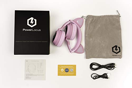 PowerLocus Auriculares Bluetooth de Diadema para niños, Cascos Bluetooth Inalámbricos, Auditiva Límite de 85DB, Sonido Estéreo, con Micrófono, Micro SD, Plegable, Estuche Cascos para Movil, Tablet,PC