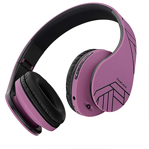 PowerLocus P2 – Auriculares Bluetooth inalambricos de Diadema Cascos Plegables, Casco Bluetooth con Sonido Estéreo Micro SD/TF, FM con micrófono y Audio Cable para iPhone/Samsung/iPad/PC (Púrpura)