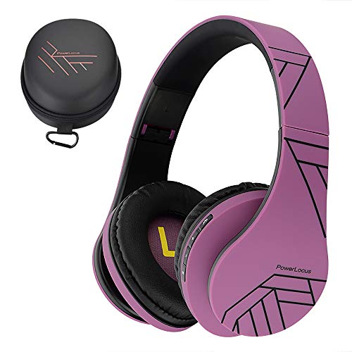 PowerLocus P2 – Auriculares Bluetooth inalambricos de Diadema Cascos Plegables, Casco Bluetooth con Sonido Estéreo Micro SD/TF, FM con micrófono y Audio Cable para iPhone/Samsung/iPad/PC (Púrpura)