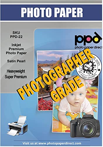 PPD Inkjet - A3 x 50 Hojas de Papel Fotográfico Satinado Perlado 280 g/m² - Calidad Profesional - Secado Instantáneo - Para Todas Impresoras de Inyección de Tinta - PPD-22-50