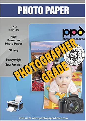 PPD Inkjet - A4 x 50 Hojas de Papel Fotográfico Brillante 280 g/m² - Calidad Profesional - Secado Instantáneo - Para Todas Impresoras de Inyección de Tinta - PPD-15-50