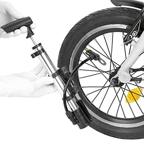 PrimeMatik - Bomba de Aire para inflar Rueda. Mancha infladora de neumático con válcula Presta Schrader Aguja