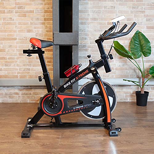 PRIXTON Bike Fit Spinning Xtreme - Bicicleta de Spinning Estatica Indoor Volante de inercia 6 Kg Manillar y Asiento Ajustable Rastrales Incluidos Hasta 120 Kg