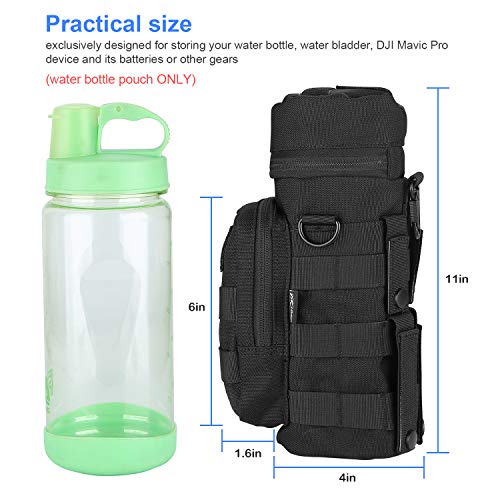 ProCase Bolsa de Botella de Agua, Bolsa Táctica MOLLE de Hidratación Bolso de Transporte con Bolsillo Adicional de Accesorios y Correa de Hombro Desmontable -Negro