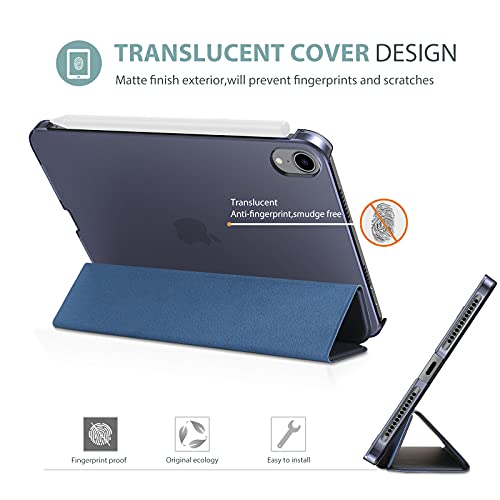 ProCase Funda para iPad Mini 6 Generación 8,3" 2021, Duro Estuche Protector en Folio Tríptico de Soporte Delgado con Textura Cepillada para 8,3 Pulgadas iPad Mini 6 Nuevo –Azul Marino