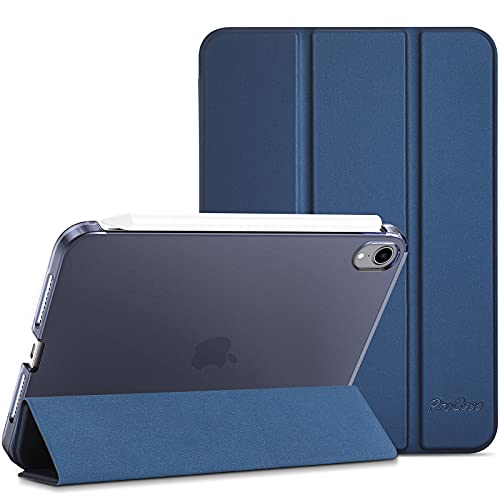 ProCase Funda para iPad Mini 6 Generación 8,3" 2021, Duro Estuche Protector en Folio Tríptico de Soporte Delgado con Textura Cepillada para 8,3 Pulgadas iPad Mini 6 Nuevo –Azul Marino