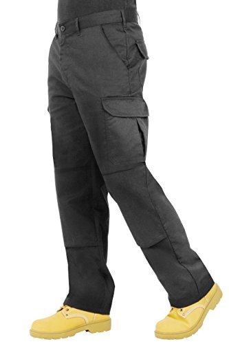 ProLuxe Endurance - Pantalones Tipo Cargo, de Combate, con Bolsillos para Rodillera y Costuras reforzadas, Negro 46T