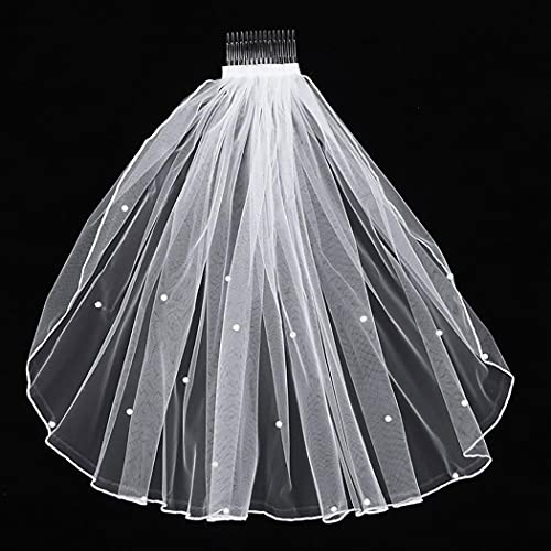 Prosy Velos de cristal de novia cortos de 1 nivel, malla suave con peine para boda, fiesta, velo de novia, accesorios para el cabello para mujeres y niñas (marfil)